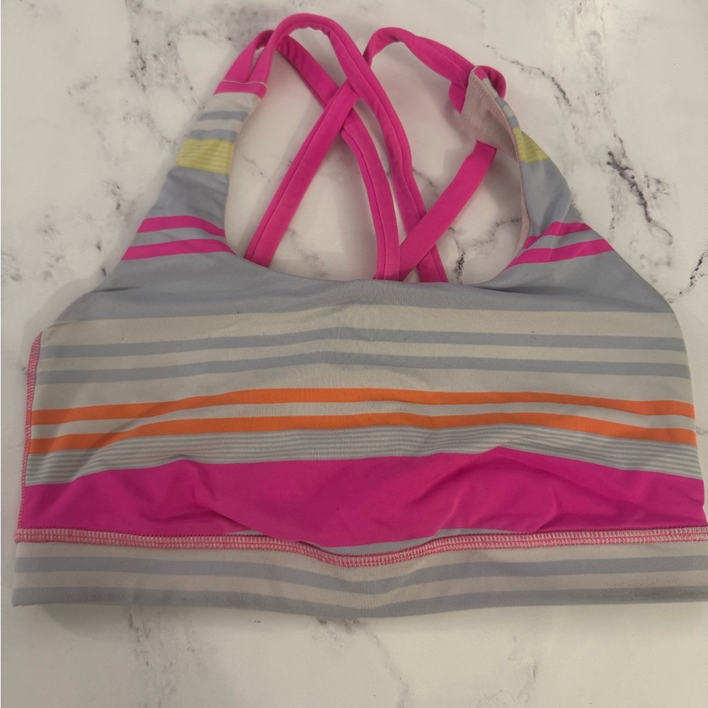 Lululemon Women’s Size 2 Criss Cross Back Racer Back Sports Bra Multi Stripe